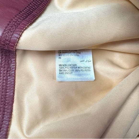 INC International Concepts Burgundy Red Leather Leggings 4 - Picture 5 of 5